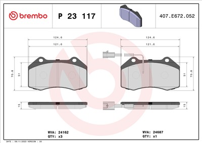 BREMBO P 23 117 Číslo výrobce: 24162. EAN: 8020584060308.