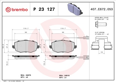 BREMBO P 23 127 Číslo výrobce: 24073. EAN: 8020584060407.
