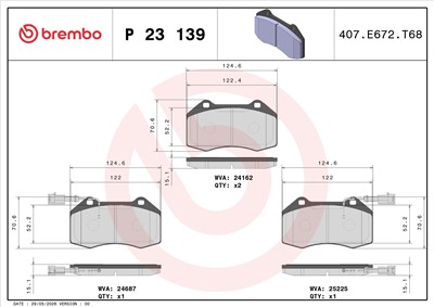BREMBO P 23 139 Číslo výrobce: 24162. EAN: 8020584108789.