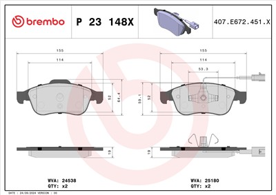 BREMBO P 23 148X Číslo výrobce: 24538. EAN: 8020584068717.