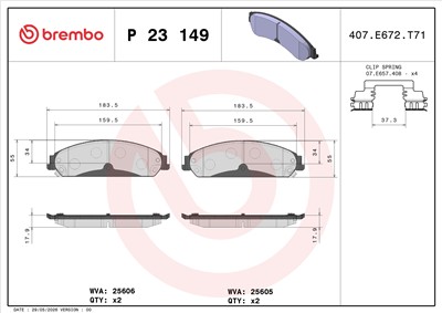 BREMBO P 23 149 Číslo výrobce: 25605. EAN: 8020584109632.