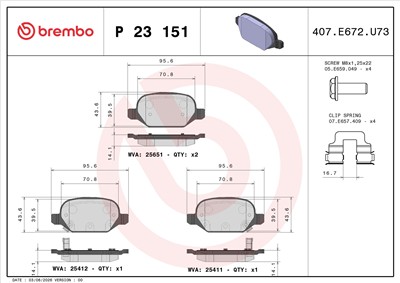 BREMBO P 23 151 Číslo výrobce: 25410. EAN: 8020584109748.