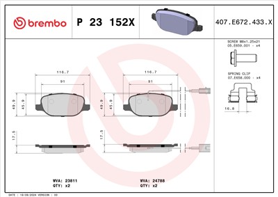 BREMBO P 23 152X Číslo výrobce: 23811. EAN: 8020584068724.