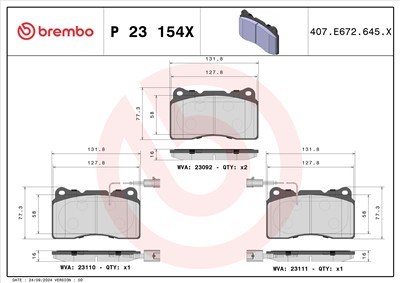 BREMBO P 23 154X Číslo výrobce: 23092. EAN: 8020584068731.