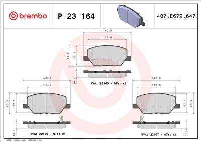 BREMBO P 23 164 Číslo výrobce: 22166. EAN: 8020584081006.
