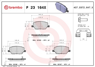 BREMBO P 23 164X Číslo výrobce: 22165. EAN: 8020584121498.