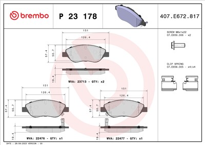 BREMBO P 23 178 Číslo výrobce: 22476. EAN: 8020584084687.