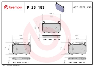 BREMBO P 23 183 Číslo výrobce: 22092. EAN: 8020584087367.