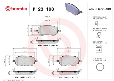 BREMBO P 23 198 Číslo výrobce: 26451. EAN: 8020584125670.