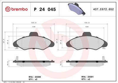BREMBO P 24 045 Číslo výrobce: 23300. EAN: 8020584052174.
