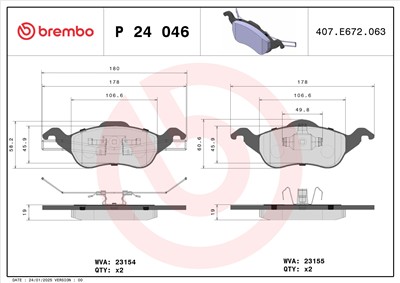 BREMBO P 24 046 Číslo výrobce: 23154. EAN: 8020584052181.