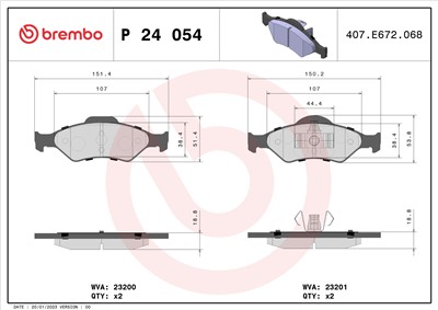 BREMBO P 24 054 Číslo výrobce: 23200. EAN: 8020584052266.