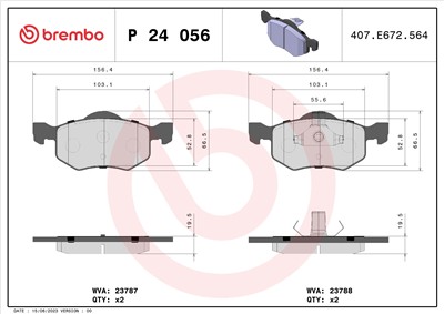 BREMBO P 24 056 Číslo výrobce: 23787. EAN: 8020584052280.
