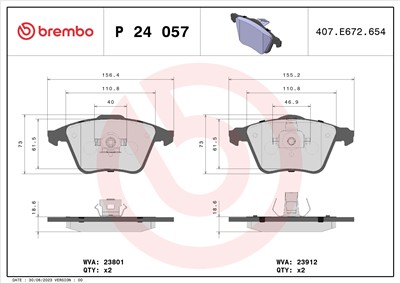 BREMBO P 24 057 Číslo výrobce: 23912. EAN: 8020584052297.
