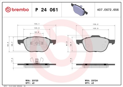 BREMBO P 24 061 Číslo výrobce: 23724. EAN: 8020584052334.