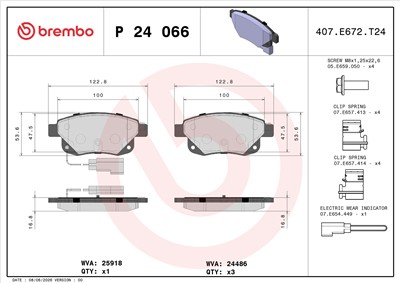 BREMBO P 24 066 Číslo výrobce: 24486. EAN: 8020584059487.