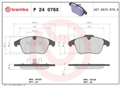 BREMBO P 24 076X Číslo výrobce: 24123. EAN: 8020584068786.