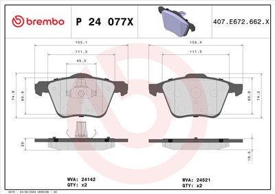 BREMBO P 24 077X Číslo výrobce: 24142. EAN: 8020584068793.