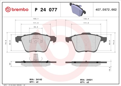 BREMBO P 24 077 Číslo výrobce: 24142. EAN: 8020584060506.