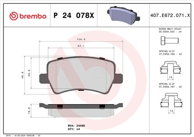 BREMBO P 24 078X Číslo výrobce: 24496. EAN: 8020584121528.