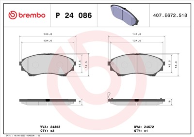 BREMBO P 24 086 Číslo výrobce: 24353. EAN: 8020584091159.