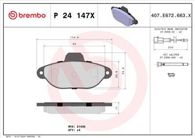 BREMBO P 24 147X Číslo výrobce: 21436. EAN: 8020584121535.
