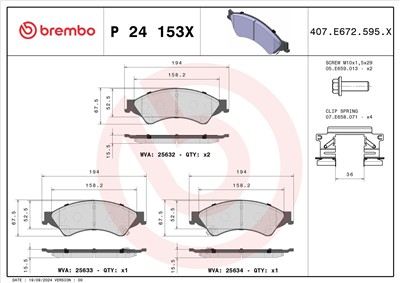 BREMBO P 24 153X Číslo výrobce: 25632. EAN: 8020584121542.