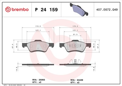BREMBO P 24 159 Číslo výrobce: 24439. EAN: 8020584109779.
