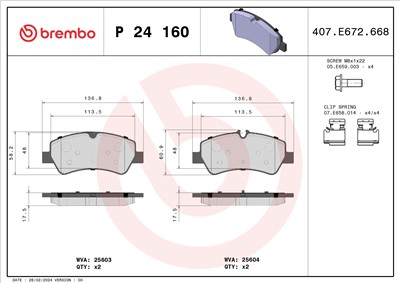 BREMBO P 24 160 Číslo výrobce: 25603. EAN: 8020584109861.