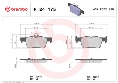 BREMBO P 24 175 Číslo výrobce: 22231. EAN: 8020584087046.