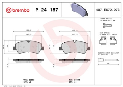 BREMBO P 24 187 Číslo výrobce: 25603. EAN: 8020584084342.