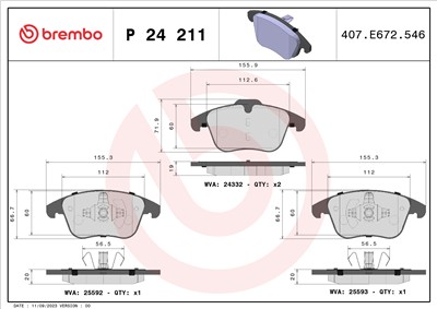 BREMBO P 24 211 Číslo výrobce: 24705. EAN: 8020584069974.