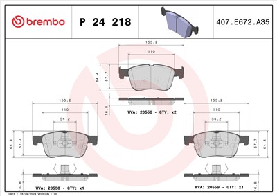 BREMBO P 24 218 Číslo výrobce: 20556. EAN: 8020584115299.