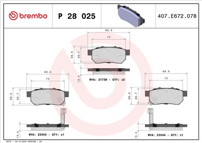 BREMBO P 28 025 Číslo výrobce: 21738. EAN: 8020584052594.