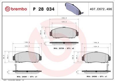 BREMBO P 28 034 Číslo výrobce: 23729. EAN: 8020584052686.