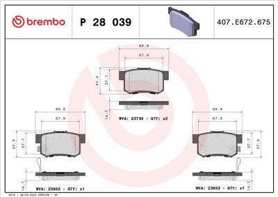 BREMBO P 28 039 Číslo výrobce: 23653. EAN: 8020584059753.