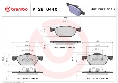 BREMBO P 28 044X Číslo výrobce: 24796. EAN: 8020584068830.