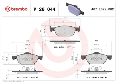 BREMBO P 28 044 Číslo výrobce: 24796. EAN: 8020584060575.