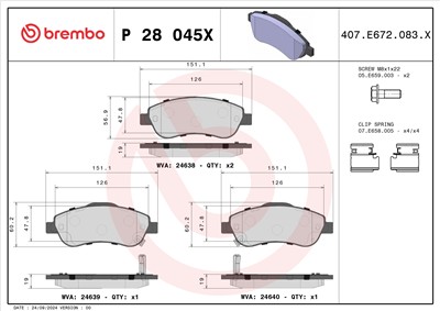 BREMBO P 28 045X Číslo výrobce: 24638. EAN: 8020584121566.