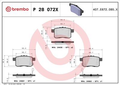 BREMBO P 28 072X Číslo výrobce: 24435. EAN: 8020584121573.