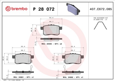 BREMBO P 28 072 Číslo výrobce: 24435. EAN: 8020584109496.