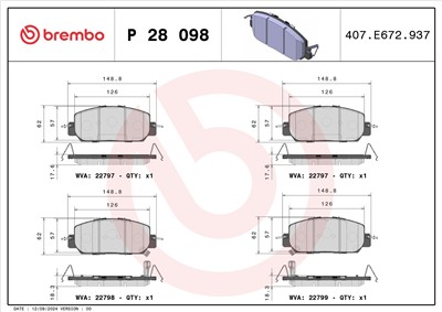 BREMBO P 28 098 Číslo výrobce: 22797. EAN: 8020584114841.