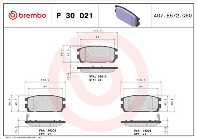 BREMBO P 30 021 Číslo výrobce: 23813. EAN: 8020584059531.