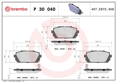 BREMBO P 30 040 Číslo výrobce: 24491. EAN: 8020584060780.