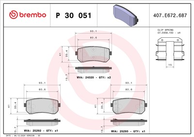 BREMBO P 30 051 Číslo výrobce: 24320. EAN: 8020584103081.