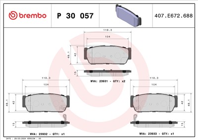 BREMBO P 30 057 Číslo výrobce: 23931. EAN: 8020584103142.