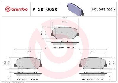 BREMBO P 30 065X Číslo výrobce: 24915. EAN: 8020584068878.
