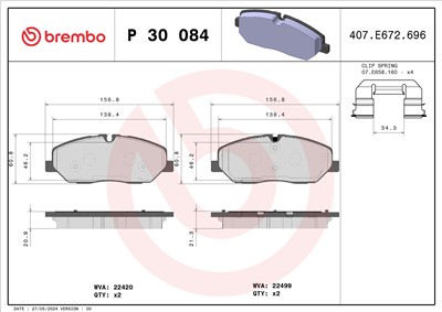 BREMBO P 30 084 Číslo výrobce: 22420. EAN: 8020584084304.