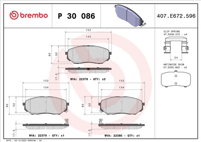 BREMBO P 30 086 Číslo výrobce: 22378. EAN: 8020584084458.