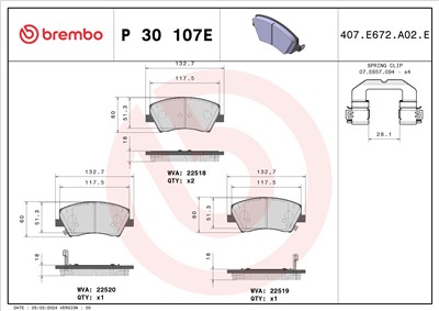 BREMBO P 30 107E Číslo výrobce: 22518. EAN: 8020584123409.
